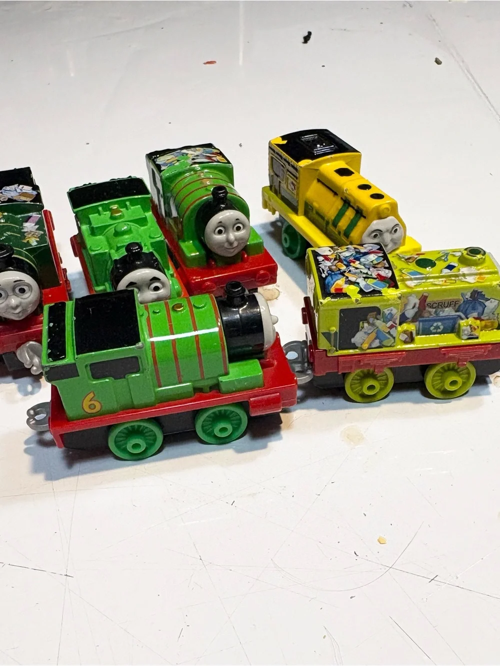 collection of die-cast train engines from the Thomas & Friends Take-n-Play